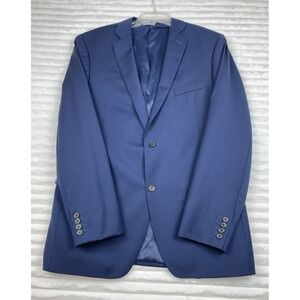 SAKS Fifth Avenue Men's Blue Blazer Jacket 44L Trim Fit - Coupe Ajustee 100%Wool